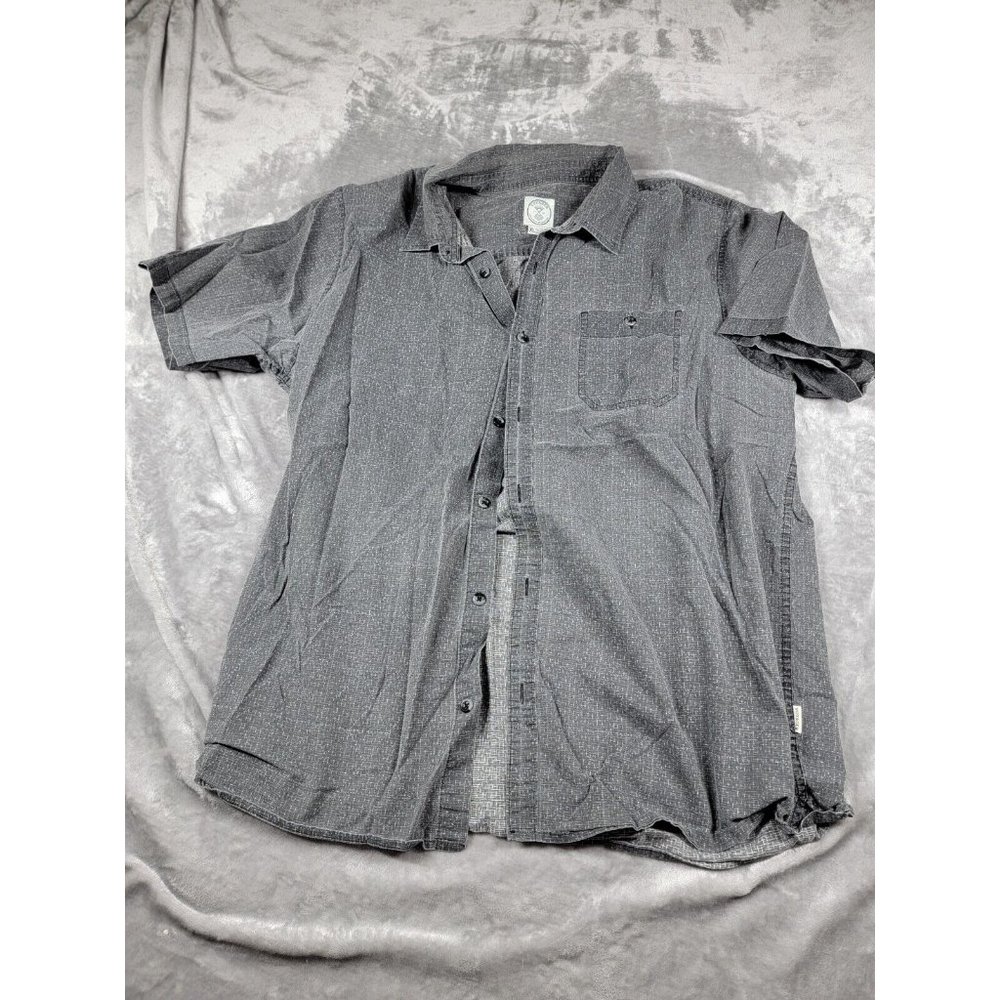 Voyager Button Up Stretch Woven Shirt Gray Pattern Short Sleeve Sz XL